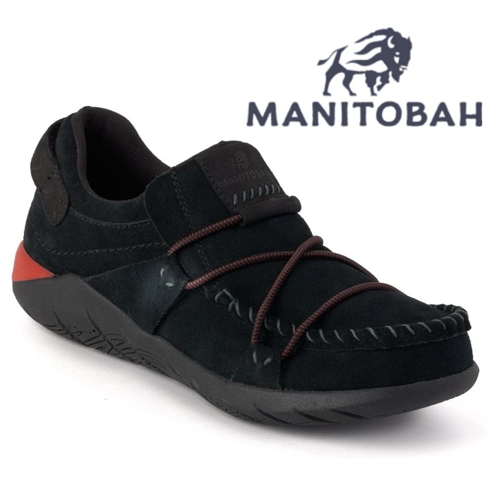 NWOB $150 BLACK MANITOBAH MEN'S MAKWA SLIP-ON BUNGEE LOOP SHOES -